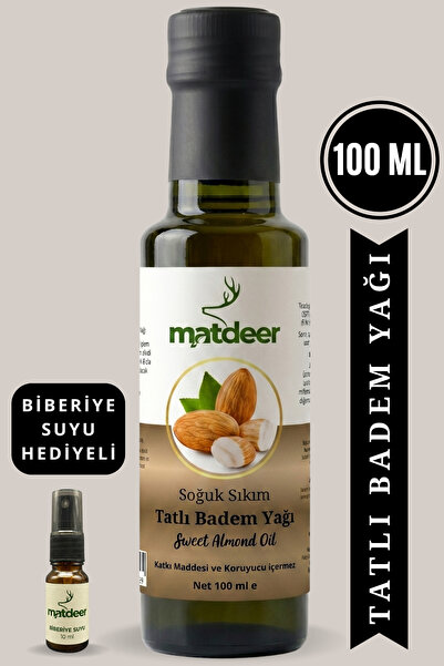 MATDEER 100 ml Tatlı Badem Yağı Soğuk Sıkım - %100 Saf ve Doğal