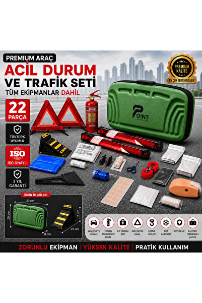 point marketing Araç Muayene Uyumlu 22 Parça Acil Durum ve Profesyonel Trafik...