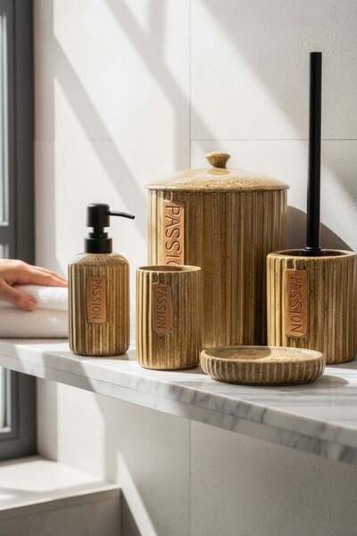 Onedekor 5 Parça Vilya Collection Lüx Brown Banyo Seti
