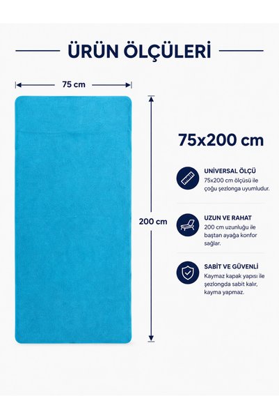 DensHaus Chaise Lounge Towel with Pockets 75X200 cm Cotton Beach Towel Gray