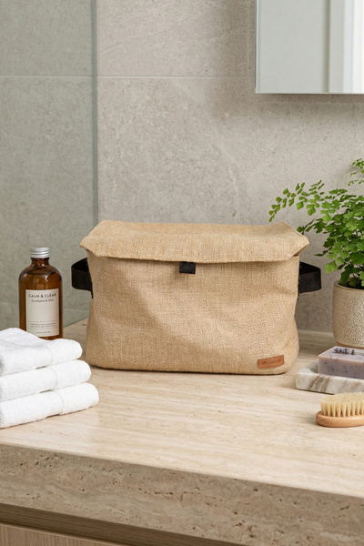 PH Prendi Home Jüt Kumaş Banyo Düzenleyici Sepet Dekoratif Çok Amaçlı Organiz...