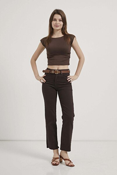 Arma Life Armalife 103 straight fit belted flexible denim women's trousers wi...