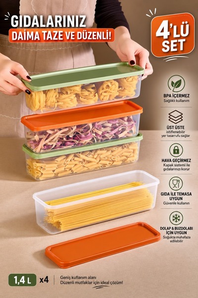 Bose Home 4-Piece Vacuum Food Storage Container Legume Container Refrigerator Organizer 4X1400Ml