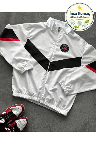 Lushen Beyaz Paris Unisex Dijital Baskı Paraşüt Kumaş Oversize Baskılı Siyah ...