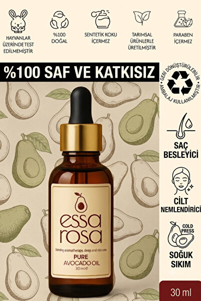 ESSAROSA PURE %100 NATURAL Avokado Yağı - Doğal Yüz Yogası Bakım Yağı - Vegan...