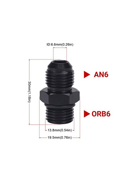 Choice6 محول ذكر ORB6-AN6، وصلة AN6 6AN سوداء، ORB-6 /-10 /-10، حلقة دائرية إ...