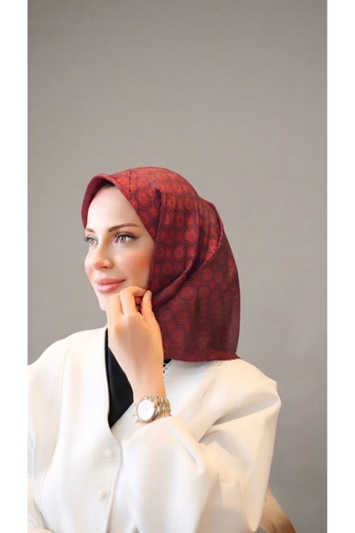 Generic Brand Mosaic Pattern Imported Cotton Scarf - Burgundy