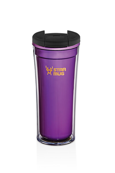Star Termos Star Mug 350 ml Opak Seri -mor Çift Katmanlı Mug - Piknik Kamp Ou...