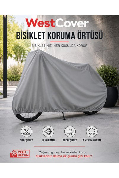 WestCover Bisiklet Koruma Örtüsü Brandası Su Toz Geçirmez Gri