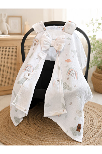 BeygeBaby %100 Pamuk Müslin Kumaştan Tek Katlı Müslin Puset Örtüsü