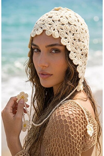 LAGRANZE Flora Cotton Lace Knitted Bandana Beanie