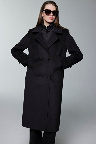 Zühre Double-Breasted Collar Quilted Detailed Cashmere Coat 13840