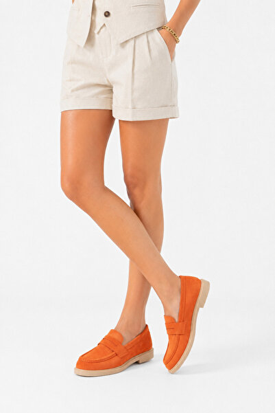 POTEEN Gigi Women's Loafer Soft Suede Casual Shoes C323-Orange