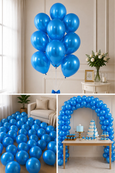 Parti dolabı 10 Metallic Blue Dark Balloons 12 Inch