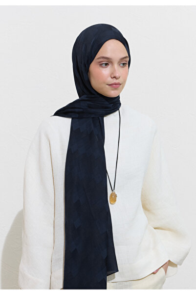 Freshscarfs Nori İpeksi Jakar Şal Lacivert
