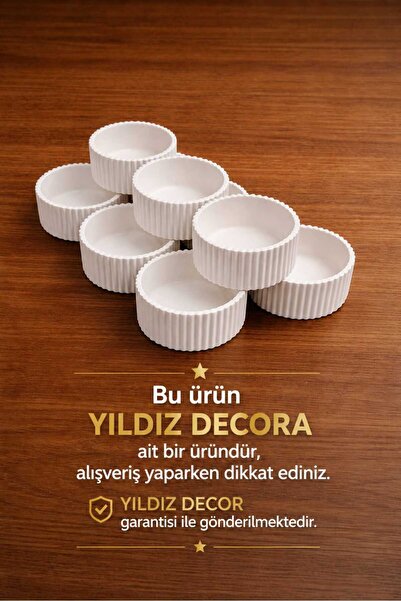 YILDIZ DECOR Handmade Striped Model Concrete Candle Holder – 10 Mini Bowl Gif...