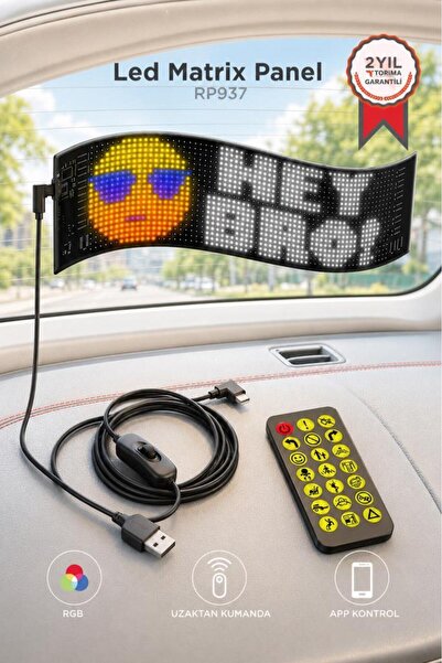 Torima Led Matrix Panel 9x37cm Telefon Kontrollü Kayar Led Animasyon Aydınlat...