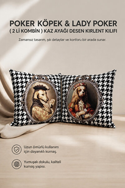 KIRLENT EV POKER DOG & LADY POKER ( COMBINATION OF 2 ) GOOS FOOT PATTERN CUSH...