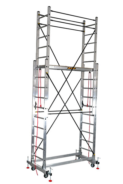 Genel Markalar SÖZBİR 2X3 6 mt TEKERLEKLİ ALÜMİNYUM TELESKOPİK İSKELE MERDİVEN