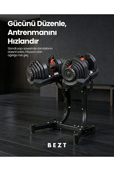 Bezt Pro Sports 2x40kg Ayarlanabilir Dambıl Seti + Stand - Siyah Profesyonel ...