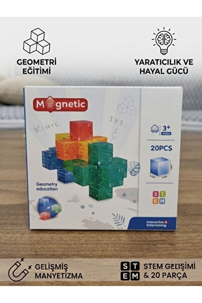 ARAD PRO Eğitici Manyetik Küpler - 20 Parça STEM Yapı Bloğu - Yaratıcı Zeka O...