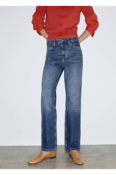 MANGO Woman Matilda yüksek belli düz kesim jean pantolon