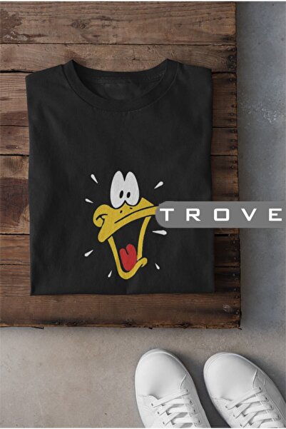 TROVE Unisex Žene Muškarci Daffy Duck Izgled Crno-Beli Dizajn Štampano 100% P...
