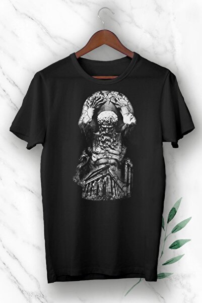perseusshopping Μπλουζάκι Man Atlas Printed Black Mythology World - Unisex