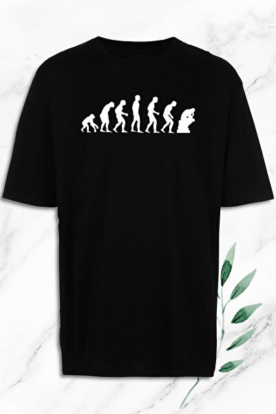 perseusshopping Oversize Evolution Evolution εμπριμέ μαύρο μπλουζάκι