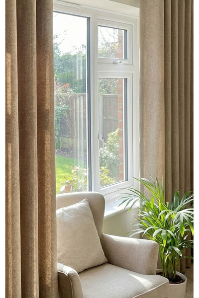 Pyramid Home Milano Linen Cornice Backdrop Curtain Extrafoam Gathered Non-Ple...