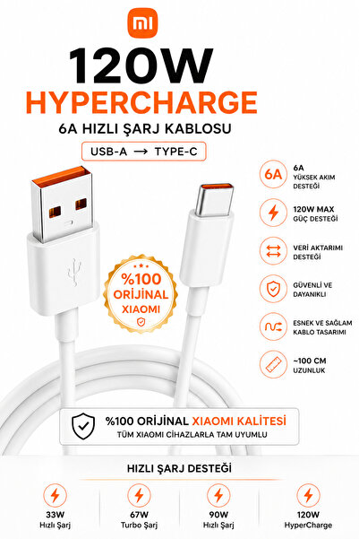 xımıx Xiaomi Turbo Hızlı Şarj Kablosu 6A Type-c 120W 90W 67W 33W Destekli %100 ORiJİNAL