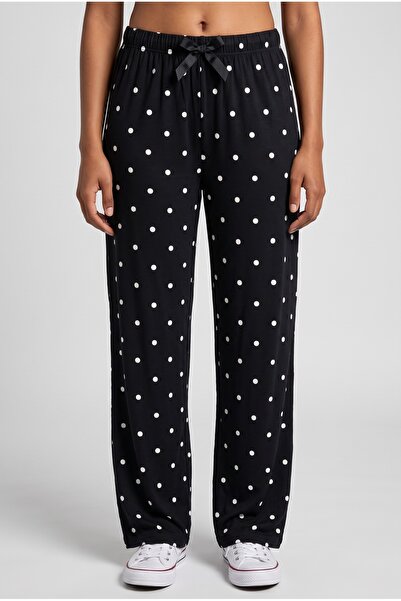 Erse PREMIUM Pantaloni de pijama negri din viscoză cu buline – Ultra conforta...