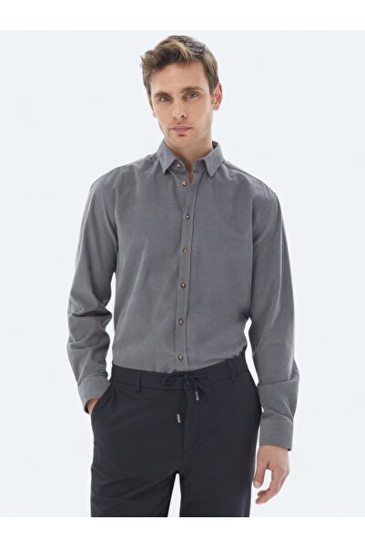 Kip Gray Corduroy Regular Fit Woven Velvet Casual 100% Cotton Shirt