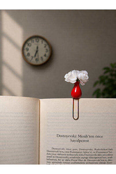 Güsvent Design Co El Yapımı Çiçekli Vazo Kitap Ayracı