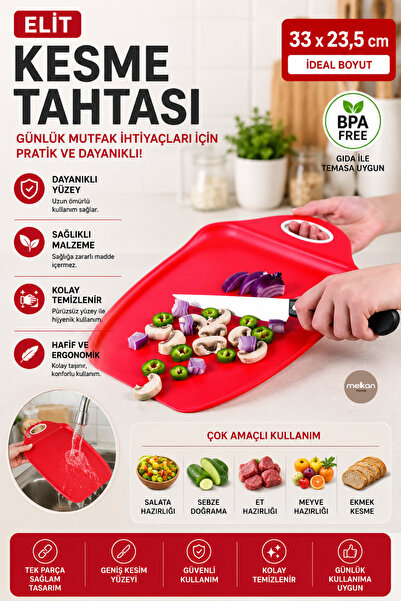 Melkan Home Elit Kesme Tahtası Kırmızı Renk