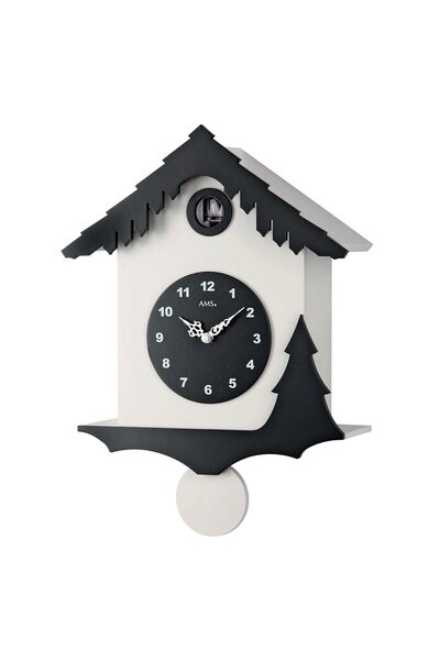AMS Ceas de perete 7391, cuarț, negru, analogic, modern