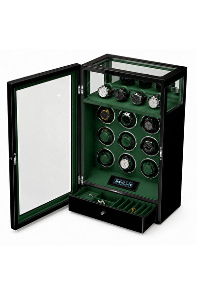 ROBERT TAYLOR Watch Winder Greenwich Collection – 9 Slot Ultra Quiet Automati...