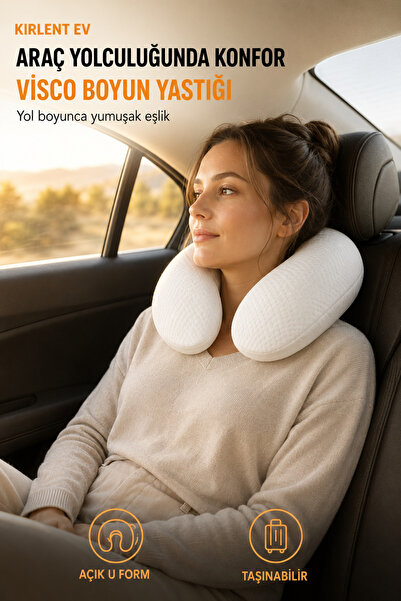 KIRLENT EV Visco Memory Travel Neck Pillow - Orthopedic Travel Pillow - Support Pillow for Airplane and Car