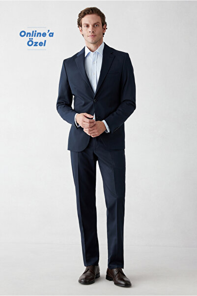 Kiğılı 7 Drop Slim Fit Dar Kesim Mono Yaka Likralı Düz Takım Elbise