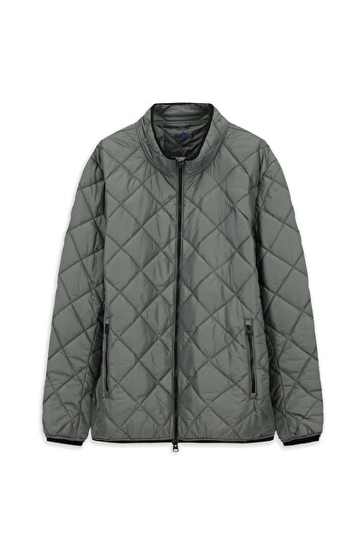 Kiğılı Windproof Quilted Sports Coat with Stand Collar and Zippered Pockets