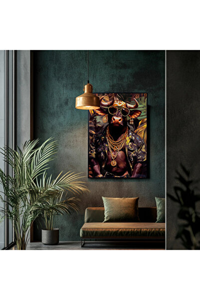 MallDeco Tablou Canvas Portret Excentric Luxury, Finisaj Lucios, cu Decor Acr...