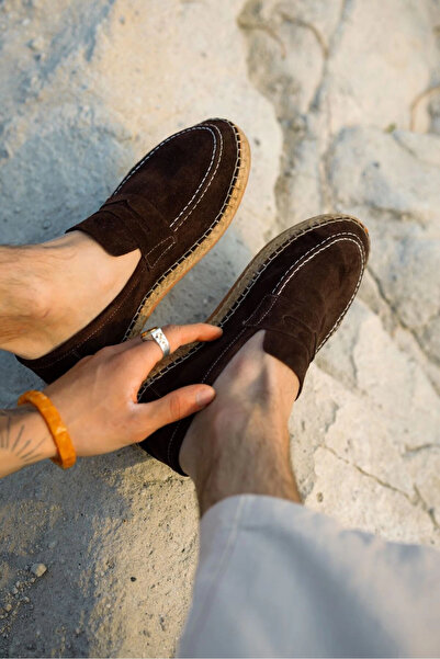 by selvi Lukka Shoes Rose Bitter Brown Genuine Leather Suede Men's Loafer