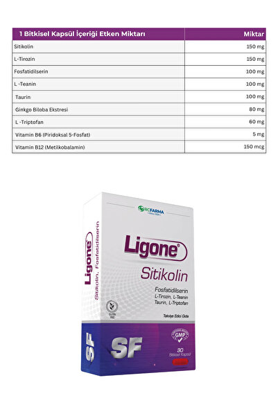 Ligone Sitikolin Fosfatidilserin 30 Bitkisel Kapsül