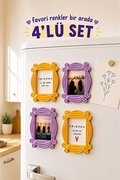 Satürn Atölye Friends Monica El Yapımı Seramik Çerçeve Magnet 4'lü Set