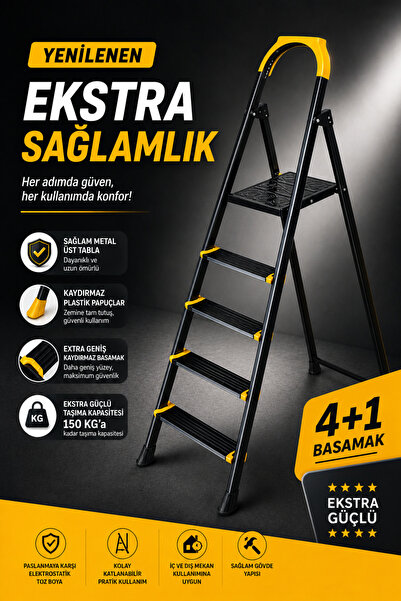 LAVİNGER Ze Hardy 4+1 Basamaklı Özel Tasarım Hafif Merdiven (Kaymaz Papuçlu) ...
