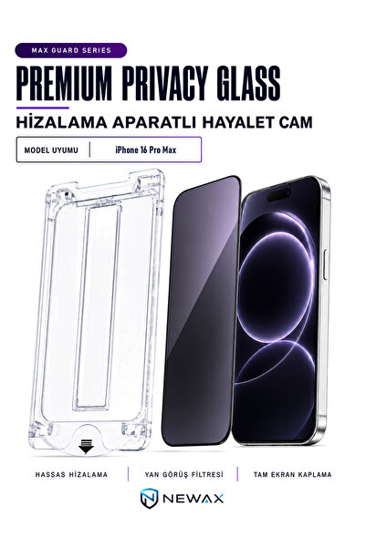 NEWAX iPhone 16 Pro Max Uyumlu Privacy Hayalet Ekran Koruyucu Kolay Uygulama ...