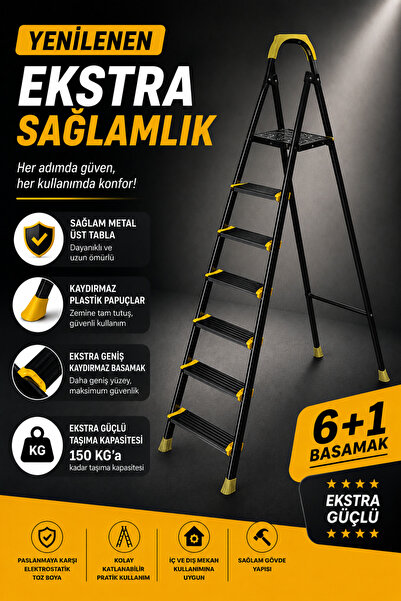 LAVİNGER Ze Hardy 6+1 Basamaklı Özel Tasarım Hafif Merdiven (Kaymaz Papuçlu) ...