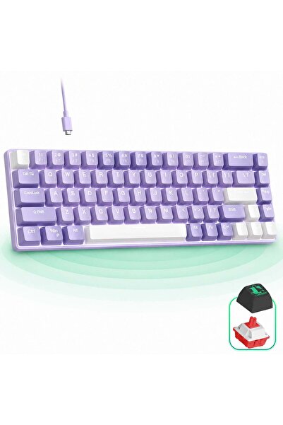 Timebox Tastatură mecanică de gaming, iluminare din spate violet 60%, comutat...