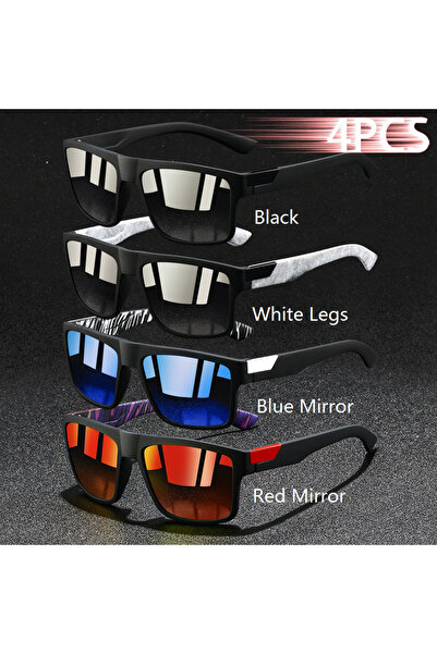 choice2 4PCS-(EveryColor) 4PCS Fashion Vintage Square Sunglasses Men Fishing ...