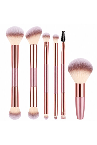 Arabest 6Pcs Double Ended Makeup Brush Set, Rose Gold Handles, for Face & Eye...